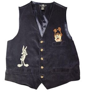 Vintage Warner Bros Studio Store Looney Tunes Vest Mens Large Bugs Taz 90s
